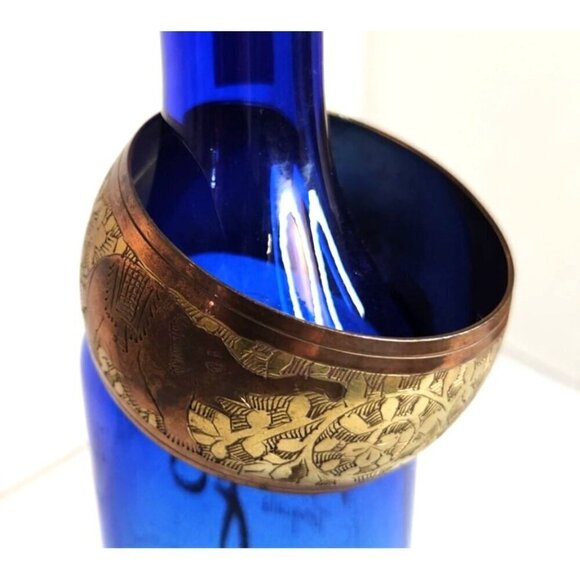 Handcrafted Vintage Brass & Copper Bangle Elephant & Flower Bangle Bracelet Wid - Picture 9 of 9
